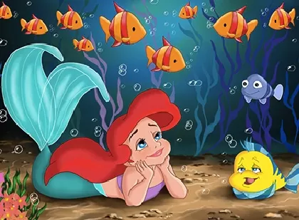Little Mermaid Games, Ariel and Flounder Puzzle, Games-kids.com