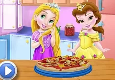 Princess Games, Baby Rapunzel and Baby Belle Cooking Pizza, Games-kids.com