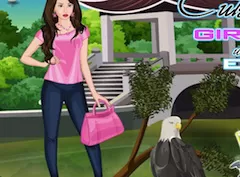 Girl Games, Cute Girl with Eagle, Games-kids.com