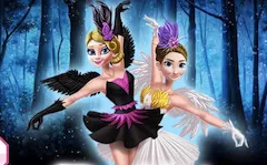 Frozen  Games, Ellie and Annie Black Swan and White Swan, Games-kids.com