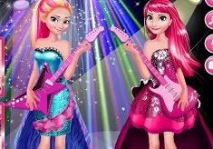 Frozen  Games, Elsa and Anna in Rock n Royals, Games-kids.com