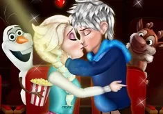 Frozen  Games, Elsa and Jack Cinema Kissing, Games-kids.com