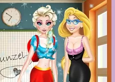 Princess Games, Elsa and Rapunzel Highschool Outfit, Games-kids.com