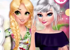 Princess Games, Elsa and Rapunzel Pretty in Floral, Games-kids.com