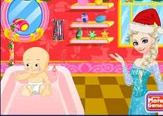 Frozen  Games, Elsa Bathing Baby Santa, Games-kids.com