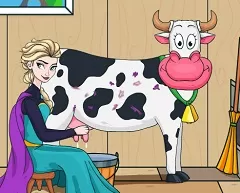 Frozen  Games, Elsa Milking Cow, Games-kids.com