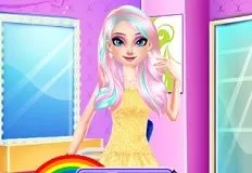 Frozen  Games, Elsa Rainbow Hairstyle Design, Games-kids.com