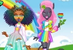 Monster High Games, Green vs Rainbow Fashion Battle, Games-kids.com