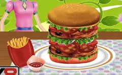 Cooking Games, Grilled Bacon Meatloaf Burger, Games-kids.com