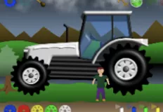 Coloring Games, Happy Tractor, Games-kids.com