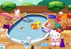 Hello Kitty Games, Hello Kitty Cleaning Swimming Pool, Games-kids.com