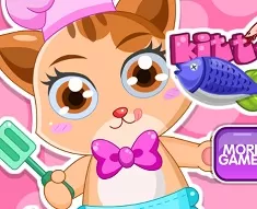 Cooking Games, Kitty Cooks Fish, Games-kids.com