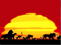 Puzzle Games, Lion King Sunset Puzzle, Games-kids.com