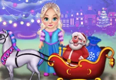 Christmas Games, Little Girl Clean Christmas Carriage, Games-kids.com