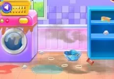 Girl Games, Mommy and Little Baby Laundry Day, Games-kids.com