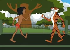 Jungle Book Games, Mowgli Boxing the Tiger, Games-kids.com