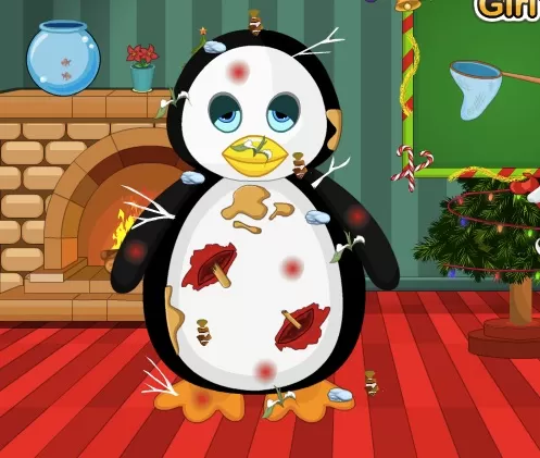 Animal Games, Penguin Christmas Care, Games-kids.com