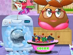 Pou Games, Pou Girl Washing Clothes 2, Games-kids.com