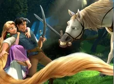 Rapunzel Games, Rapunzel and Flynn and Maximus Puzzle, Games-kids.com