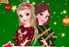 Frozen  Games, Sisters Ugly Xmas Sweaters, Games-kids.com