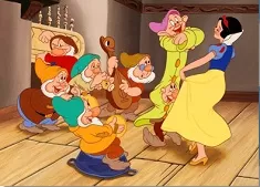 Snow White Games, Snow White and Dwarfs Dancing Puzzle, Games-kids.com