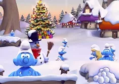 Smurfs Games, Snowball Fight with Smurfs, Games-kids.com