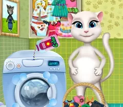 Talking Friends Games, Talking Angela Pregnant Washing Clothes, Games-kids.com