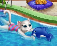 Talking Friends Games, Talking Angela Swimming, Games-kids.com