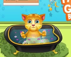 Talking Friends Games, Talking Ginger Baby Bath, Games-kids.com