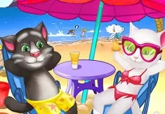 Talking Friends Games, Tom and Angela Cat Beach Holiday, Games-kids.com