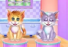 Animal Games, Twin Kitties Spa Caring, Games-kids.com